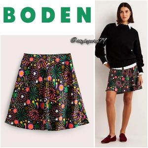 NWT, BODEN, Satin Bias-Cut Printed Mini Skirt